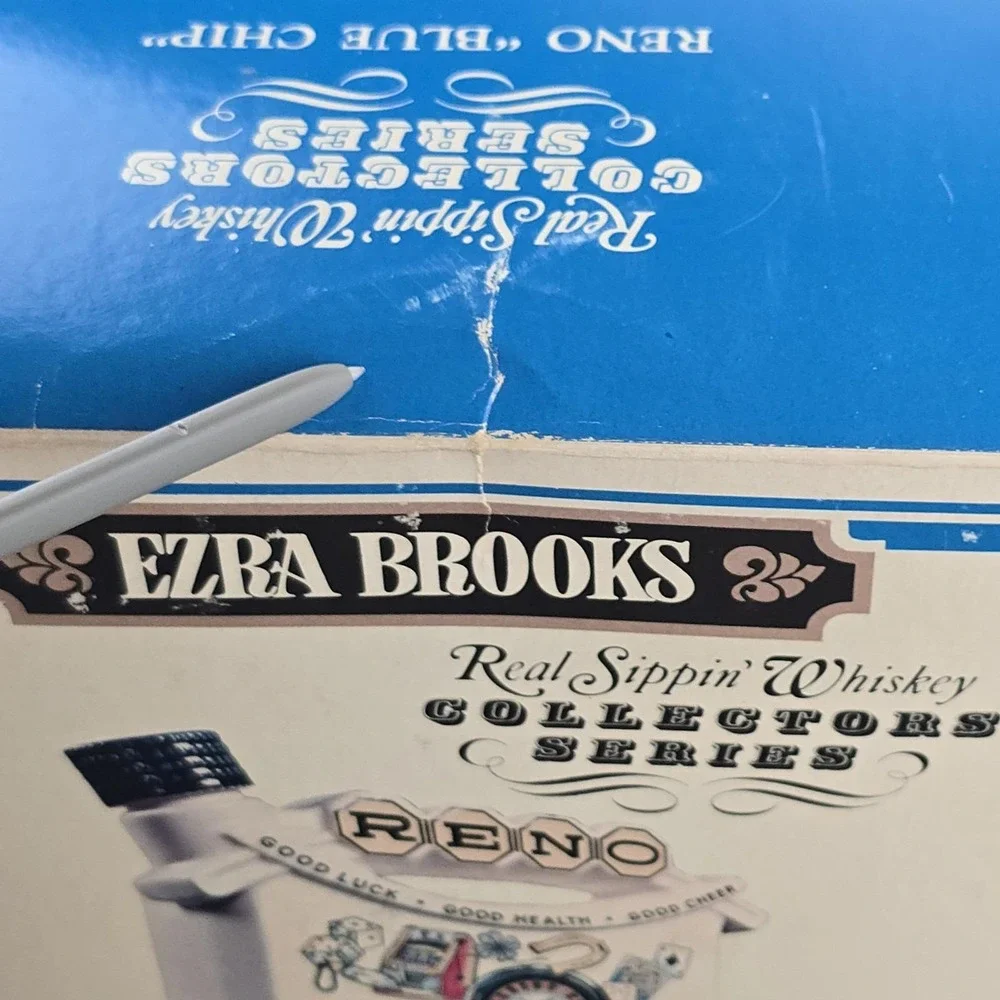 Ezra Brooks Reno Blue Chip‎ Decanter w Box Empty No Cap 12 Year